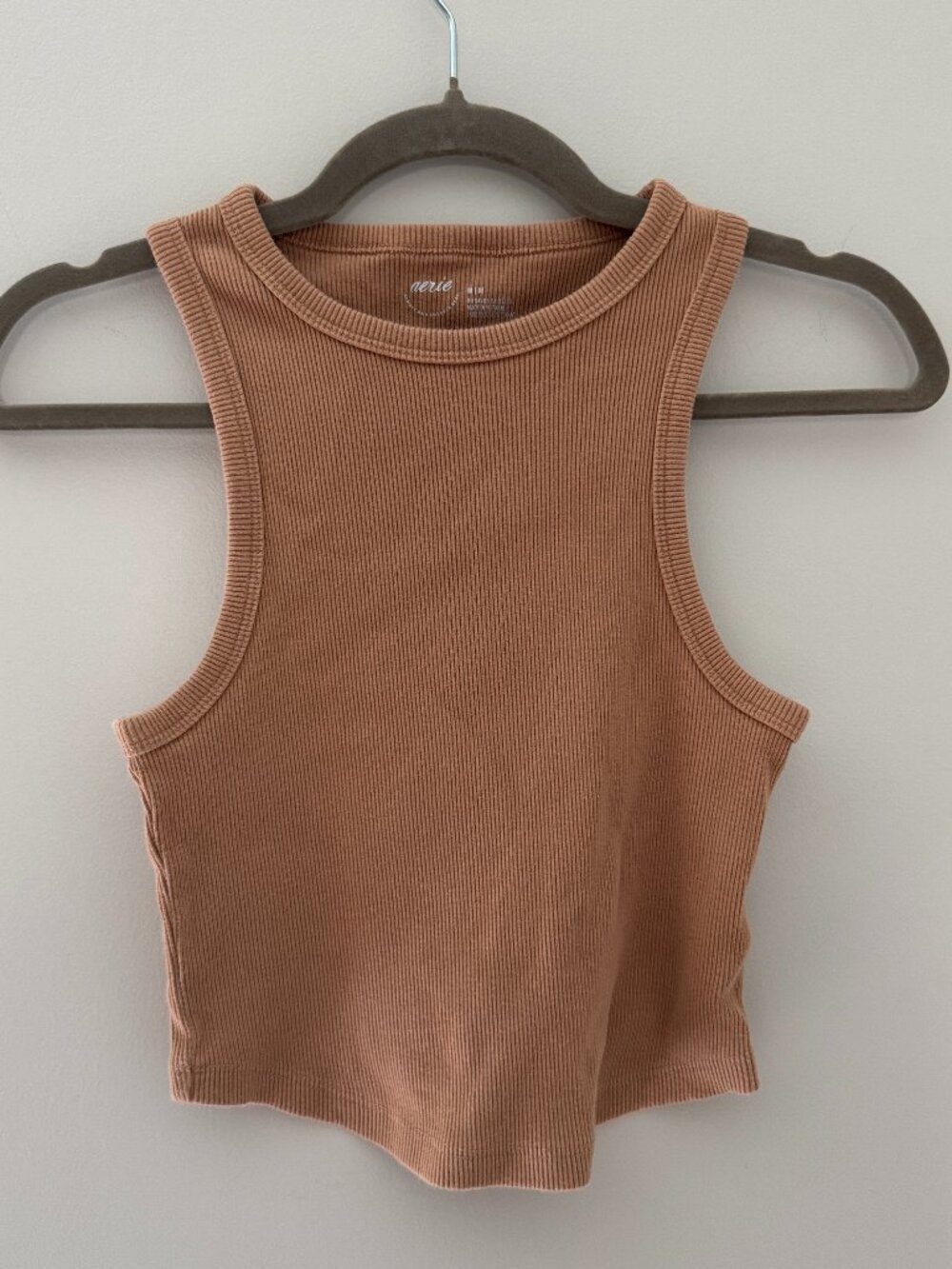 Aerie Tan Ribbed Racerback Tank Top Size M